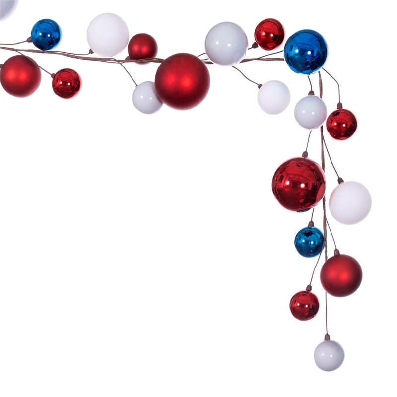 Vickerman Traditional Plastic Branched Ball Ornament Garland in Multi-Color