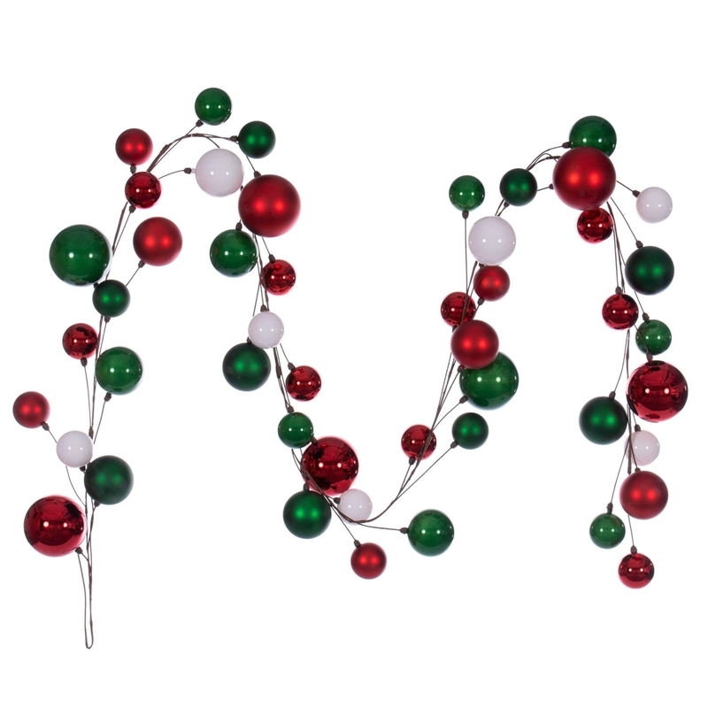Vickerman Traditional Plastic Branched Ball Ornament Garland in Multi-Color