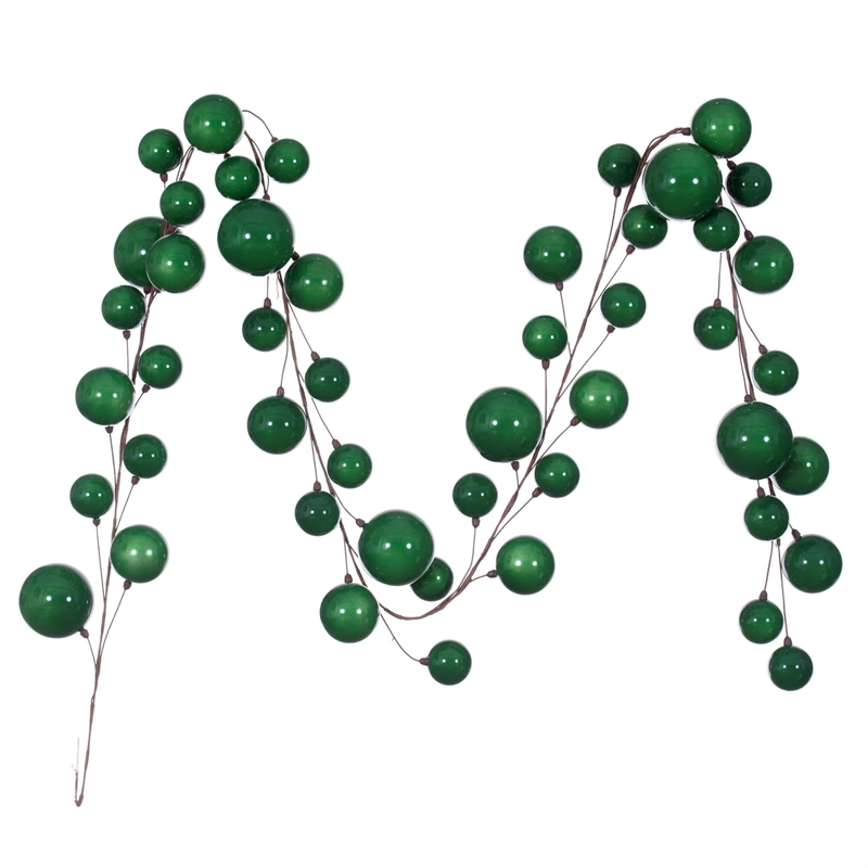 Vickerman Traditional Plastic Branch Ball Garland in Green Pearl