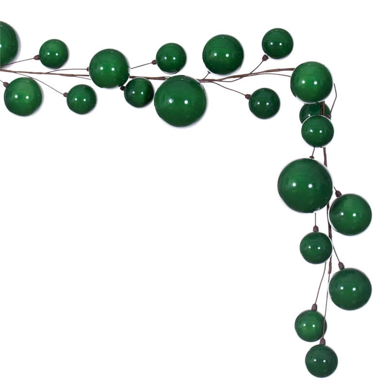 Vickerman Traditional Plastic Branch Ball Garland in Green Pearl