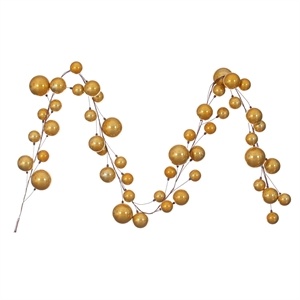 Vickerman Traditional Plastic Branched Ball Ornament Garland in Gold