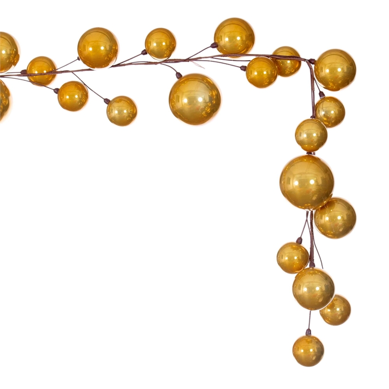 Vickerman Traditional Plastic Branched Ball Ornament Garland in Gold