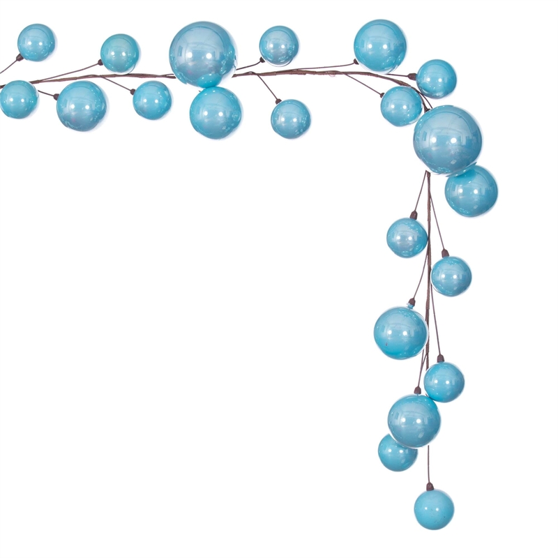 Vickerman Traditional Plastic Branched Ball Ornament Garland in Baby Blue