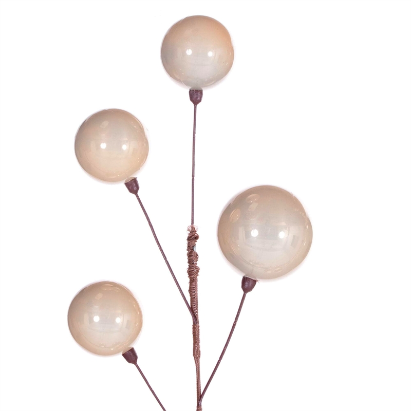 Vickerman Traditional Plastic Branched Ball Ornament Garland in Oat Beige