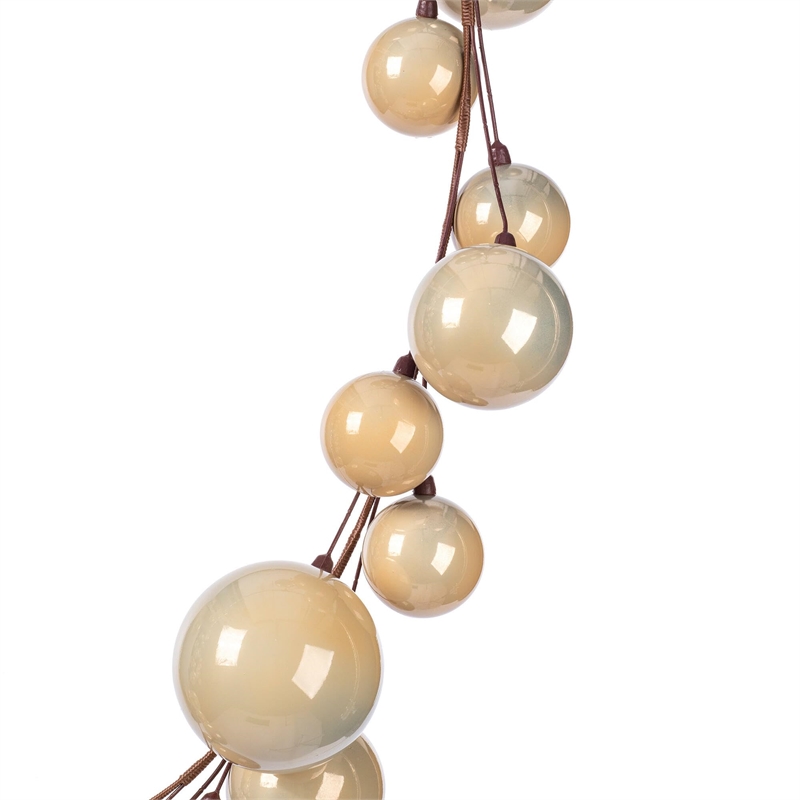 Vickerman Traditional Plastic Branched Ball Ornament Garland in Oat Beige