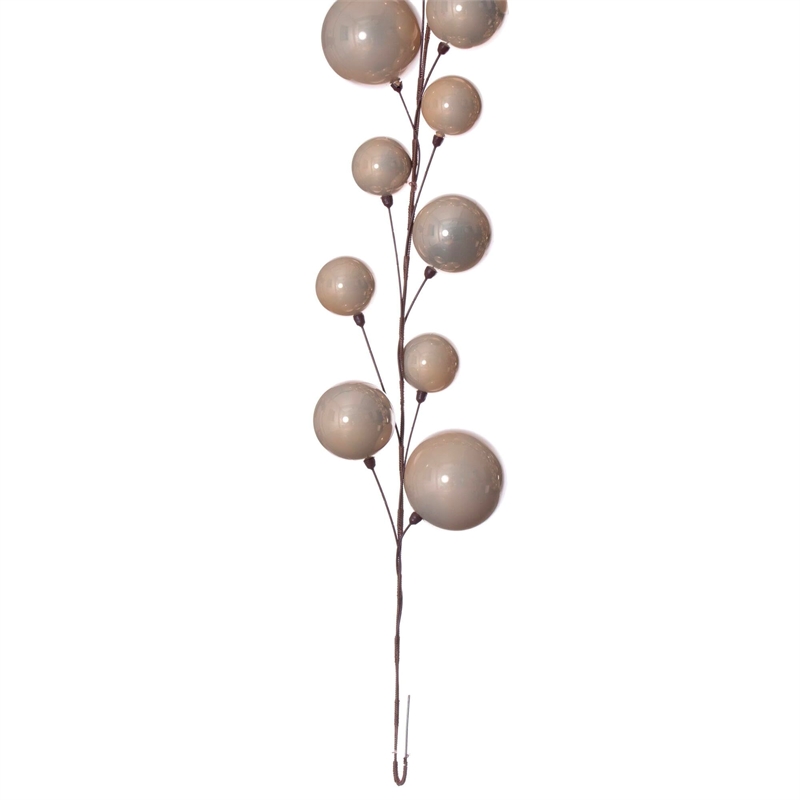 Vickerman Traditional Plastic Branched Ball Ornament Garland in Oat Beige