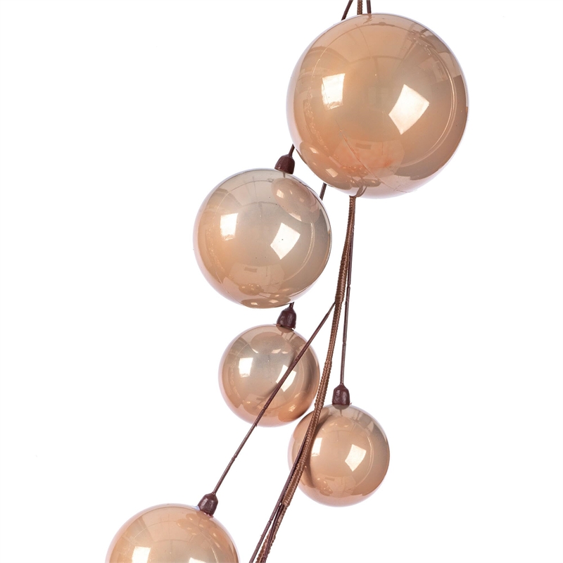 Vickerman Traditional Plastic Branched Ball Ornament Garland in Rose Gold