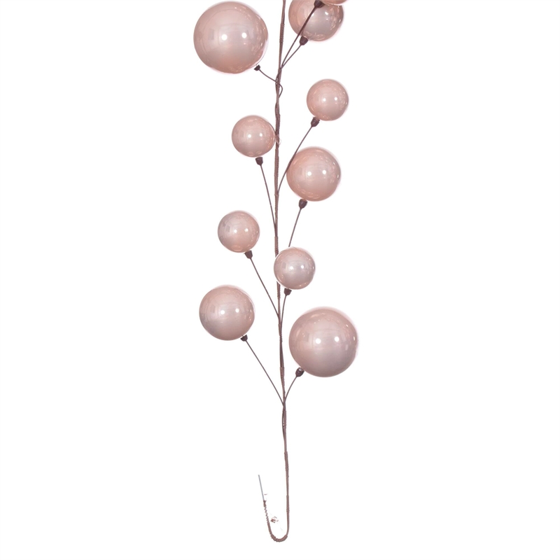 Vickerman Traditional Plastic Branched Ball Ornament Garland in Rose Gold