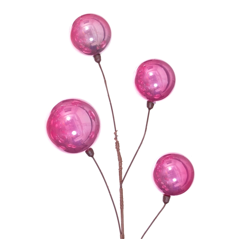 Vickerman Traditional Plastic Branched Ball Ornament Garland in Pink