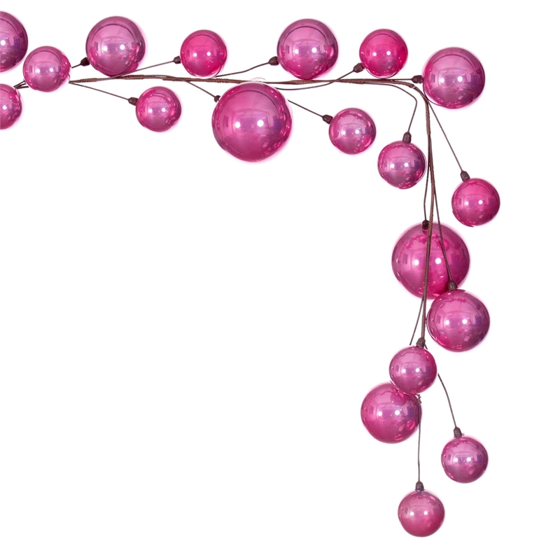 Vickerman Traditional Plastic Branched Ball Ornament Garland in Pink