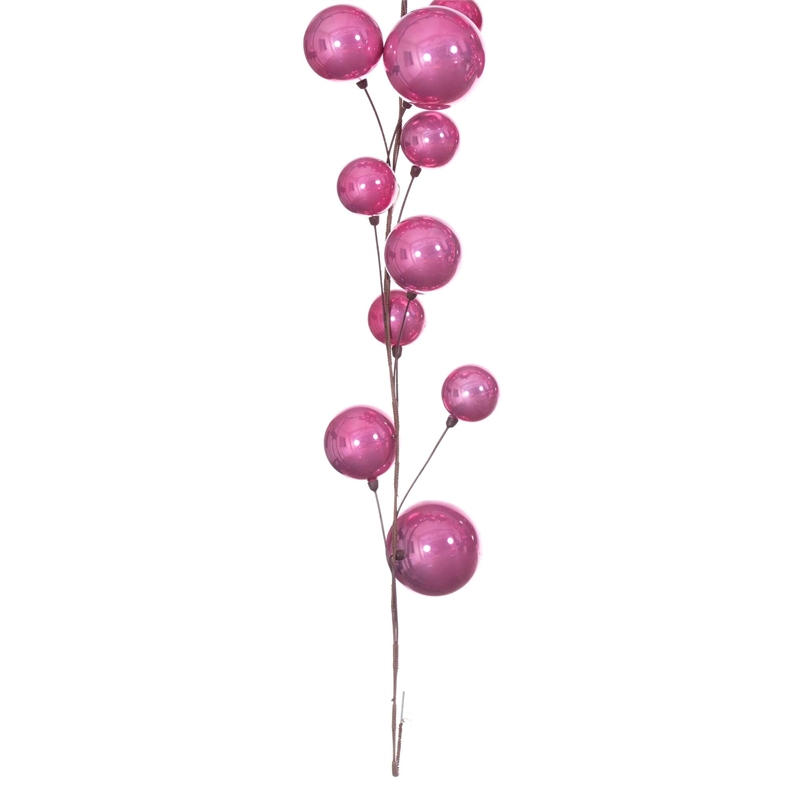 Vickerman Traditional Plastic Branched Ball Ornament Garland in Pink