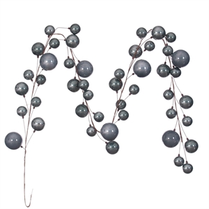 Vickerman Traditional Plastic Branched Ball Ornament Garland in Pewter