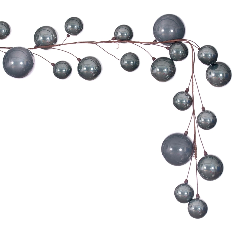 Vickerman Traditional Plastic Branched Ball Ornament Garland in Pewter
