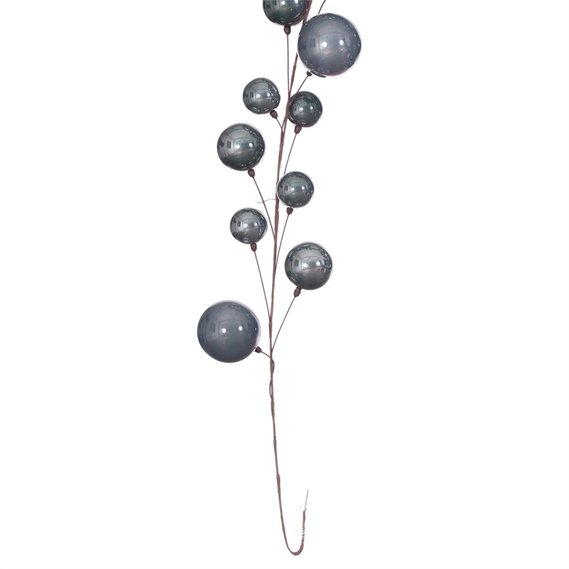 Vickerman Traditional Plastic Branched Ball Ornament Garland in Pewter