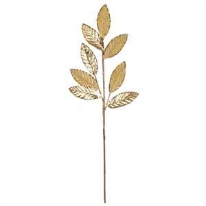 Vickerman 24.5&quot Traditional Fabric Leaf Spray in Beige Glitter (Set of 3)