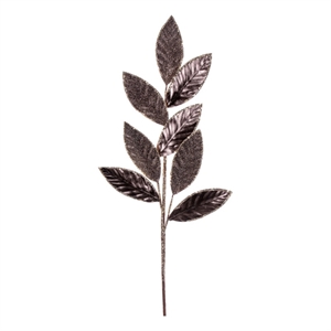 Vickerman 24.5&quot Traditional Fabric Leaf Spray in Pewter Glitter (Set of 3)