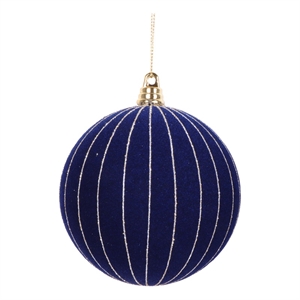 Vickerman 4&quot Midnight Blue Round Ornament 3/Bag