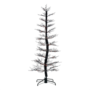 Vickerman 7'x38&quot Faux Cedar Spooky Halloween Tree in Black 170Lt