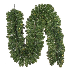 Vickerman 9' x 14&quot Oregon Fir Christmas Garland in Green w Battery Timer