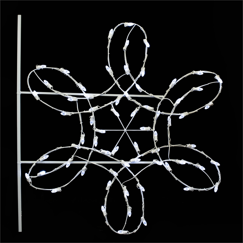 Vickerman 4.5' Double Spiral Snowflake Pole Decoration w66 C7 LEDs in White