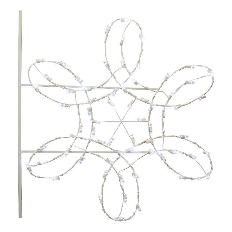 Vickerman 4.5' Double Spiral Snowflake Pole Decoration w66 C7 LEDs in White