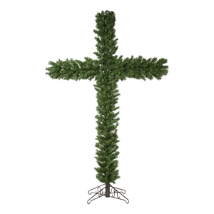 Vickerman 7.5' Unique Faux Christmas Cross Tree in Green with Dura-Lit LED 250WW