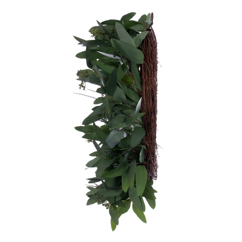 Vickerman Artificial Seeded Willow Eucalyptus Wreath in Green