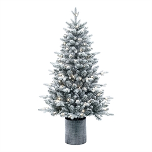 Vickerman 4.5' x 30&quot Potted Frost Spruce Christmas Tree in Green DuraL120WW