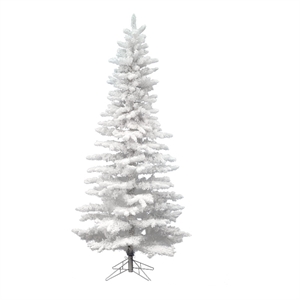 Vickerman 12' X 65&quot Flocked Spruce Slim Christmas Tree in White w 2781 Tips