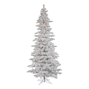 Vickerman 12' X 65&quot Flocked Spruce Slim Christmas Tree in White w 1100WW