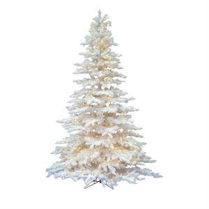 Vickerman 10' x 72&quot Flocked Spruce Slim Christmas Tree in White w 1500WW