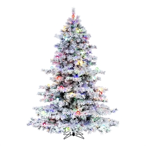Vickerman 4.5' x 44&quot Alaskan Flocked Christmas Tree in Multi-Color w 300MU