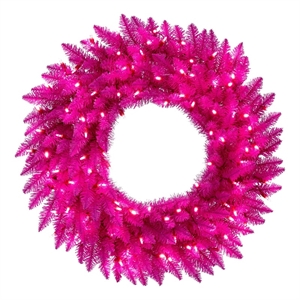 Vickerman 24&quot Wreath in Hot Pink with 50Pink