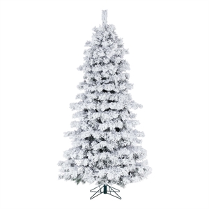 Vickerman Flocked Slim 10'x64&quot Alaskan Faux Christmas Tree in White 2048T