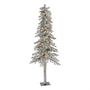 Vickerman 7' x 41&quot Flocked Alpine Faux Christmas Tree in Multi-Color w LED
