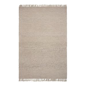 homeroots 8 x 11 modern wool area rug with braided fringe in natural