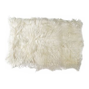 homeroots 4' x 6' long haired icelandic sheepskin wool area rug in white