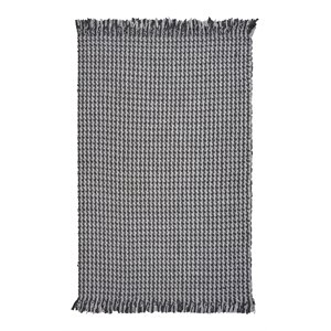 homeroots 9' x 12' houndstooth modern wool area rug with braided fringe in gray