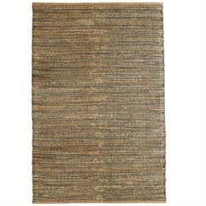 5' x 8' gray and natural braided striped area rug