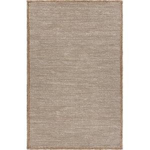 5' x 8' tan and white braid border area rug