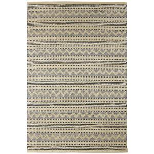 5' x 8' blue and beige chevron striped area rug
