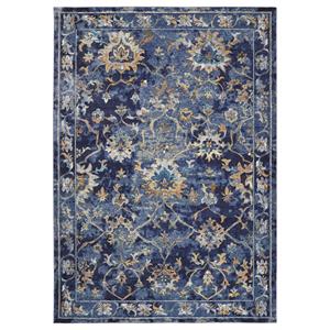 8' x 10' blue and gold jacobean area rug