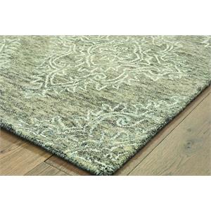 8' x 10' khaki and white damask area rug