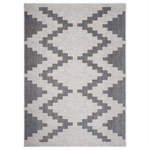 8' x 10' gray geometric indoor outdoor area rug