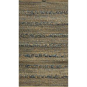 7' x 9' blue and tan braided stripe area rug