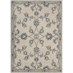 5' x 7' beige and blue filigree area rug