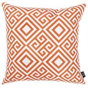 Orange and White Greek Key Decorative Throw Pillow Cover