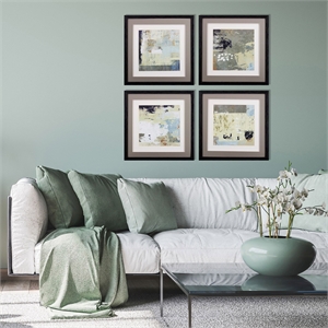 set of four abstract grey blue and tan wall art