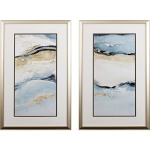 set of two sandy beach abstract wall art