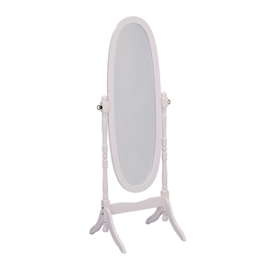 'homeroots 'classic white finish cheval standing oval mirror